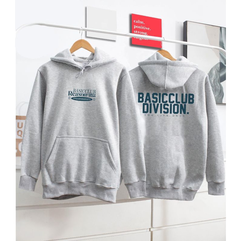 HOODIE BASIC CLUB X KRONICPACK ORIGINAL BRAND || HOODIE GREY FULL COTTON FLEECE Gramasi 260gsm - 270