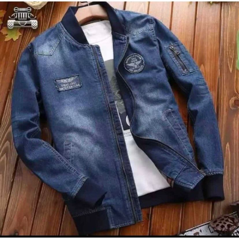 Jaket Jeans Bomber Polos | Jaket Jeans Pria Berkualitas Size M L XL XXL
