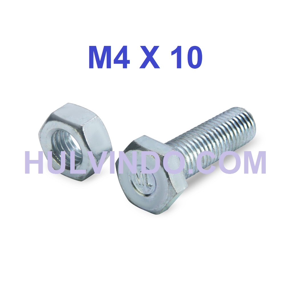 BAUT MUR HEX PUTIH M4 X 10