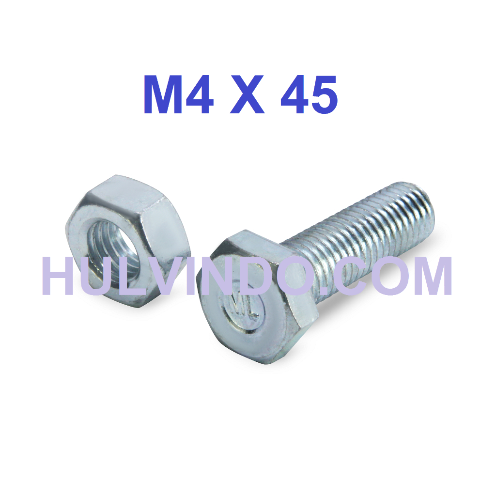 BAUT MUR HEX PUTIH M4 X 45