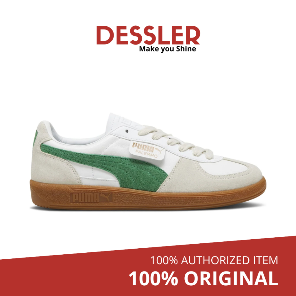 Puma Palermo Leather - White Gray Green Archiv