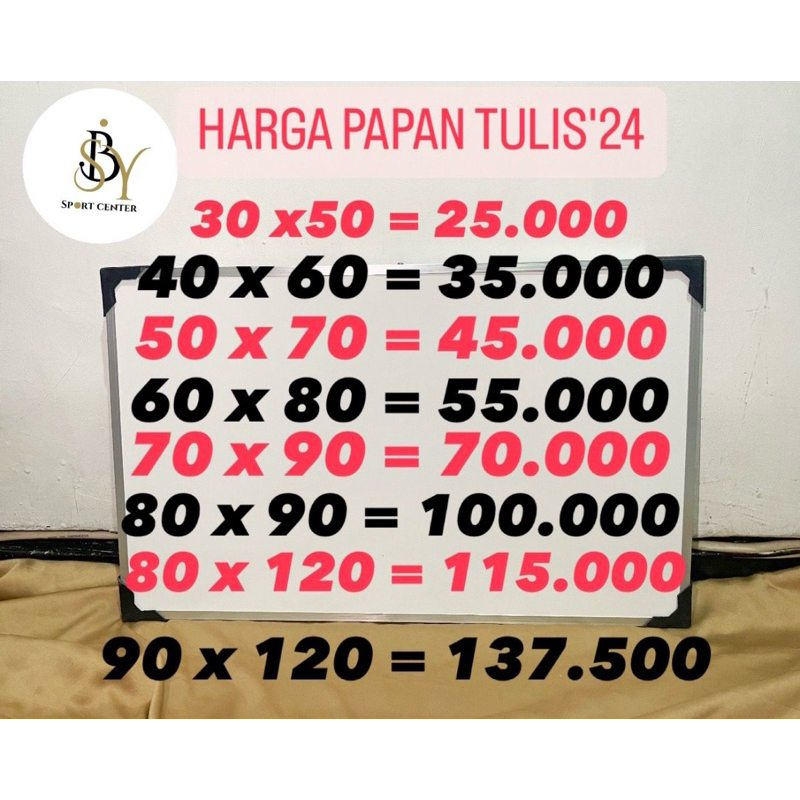 

Papan Tulis Gantung 2 sisi / White Board Gantung/ Papan tulis kapur 7macam ukuran