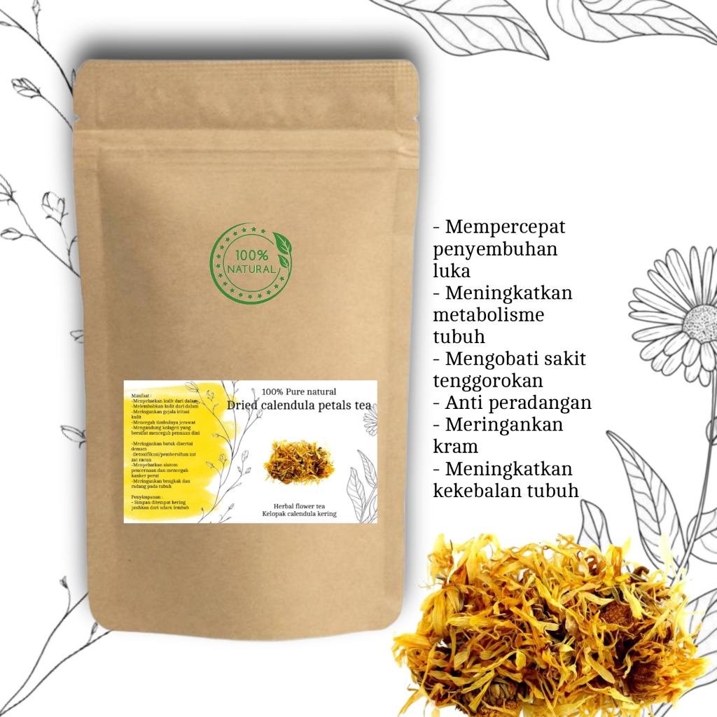 

Dried calendula flower petals kelopak bunga calendula kering herbal tea