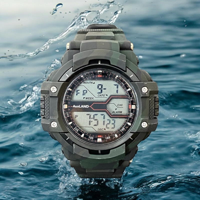 JT-16 JAM TANGAN AUXLAND LORENG ARMY DIGITAL PRIA TAHAN AIR AMAN DI BAWA BERENANG