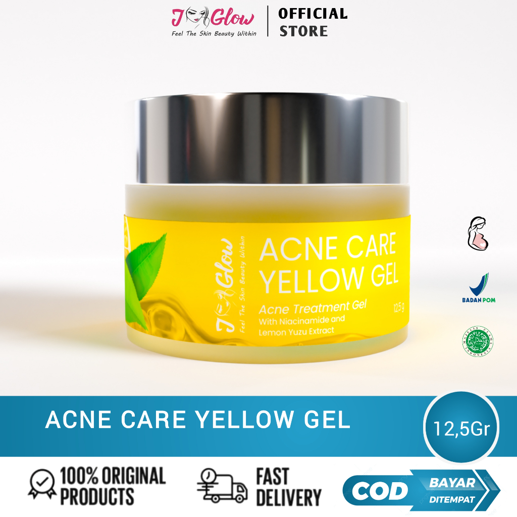 JGLOW Acne Care Yellow Gel Skincare Wajah Berjerawat Kulit Berminyak dan Beruntusan BPOM