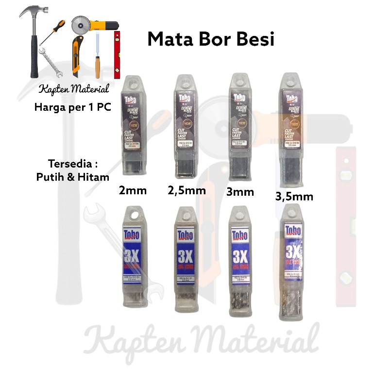 Mata Bor Besi 2mm | Bor Besi Toho 2,5mm | Isi Bor Besi 3mm 3,5mm ASLI | Kapten Material