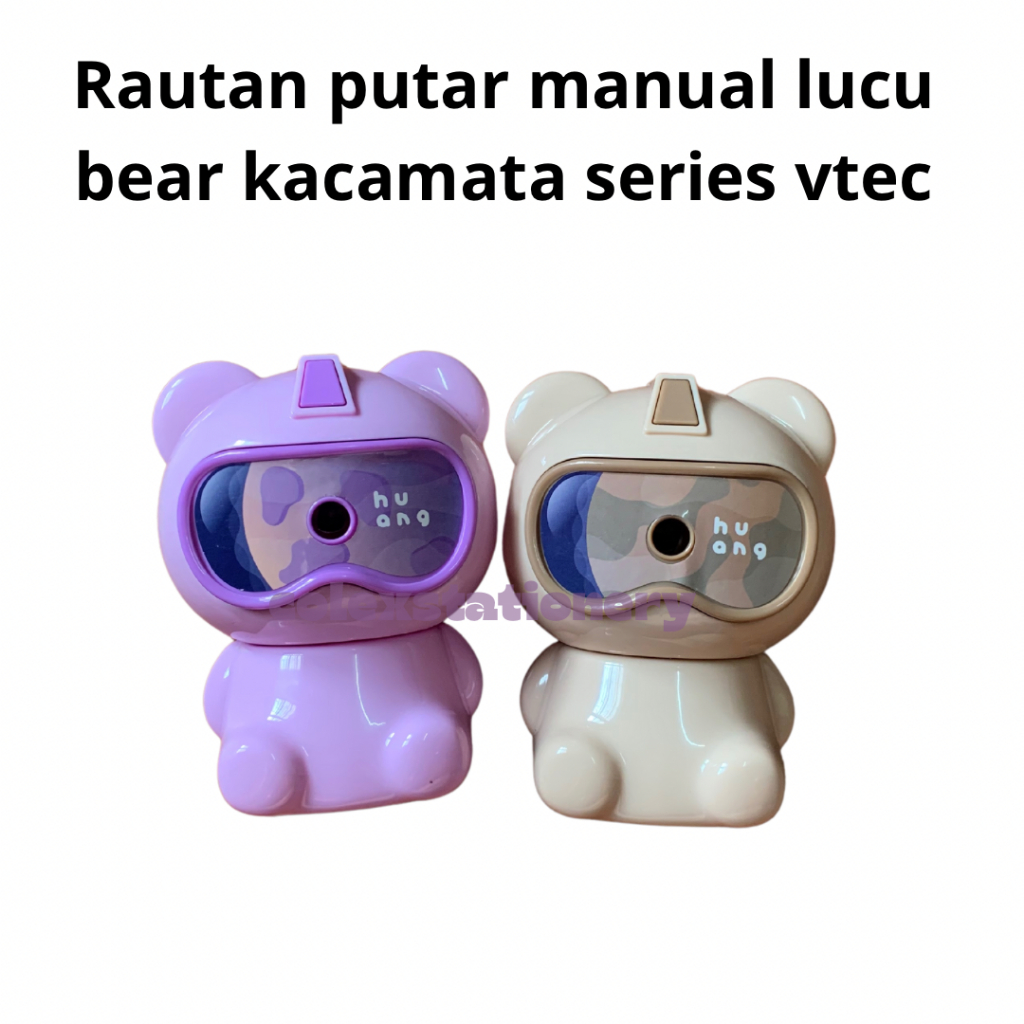 

Rautan Pensil Putar / Rautan Rotary / Rautan Pensil Anak Motif Lucu Bear Series Kacamata Warna Vtec