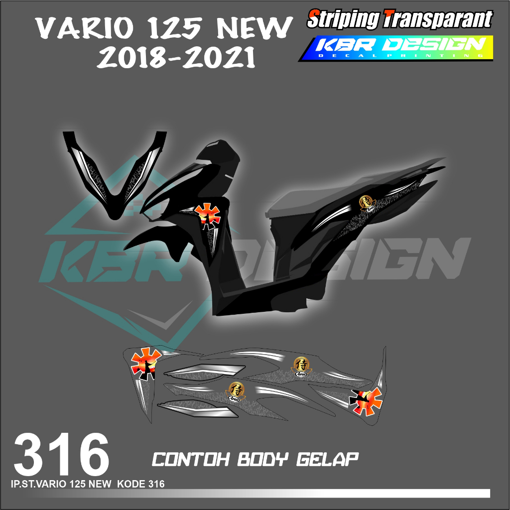 VARIO 125 NEW 2018-2021 (COD) STIKER STRIPING MOTOR HONDA VARIO 125 NEW  HOLOGRAM DAN TRANSPARAN