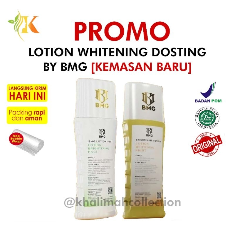 PROMO BMG LOTION DOSTING PAKET ISI 2 [ LOTION SIANG & LOTION MALAM ] BMG BRIGHTENING LOTION BMG LOTI