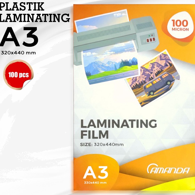 

KODE B42G Plastik Laminating A3 Press Amanda 1 MICRON 1 LEMBAR