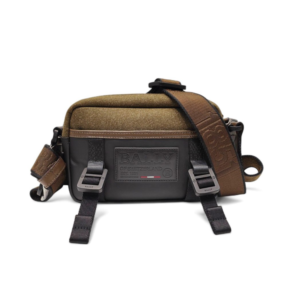 Tas Pria Bally Ranys Deep Moss Fabric Crossbody Original