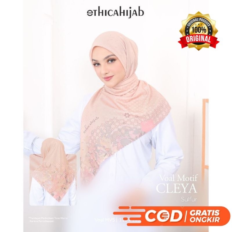ETHICA HIJAB - Hijab ETHICA Voal Segiempat Motif Cleya Warna Pastel - Hijab Segiempat Terbaru Voal S