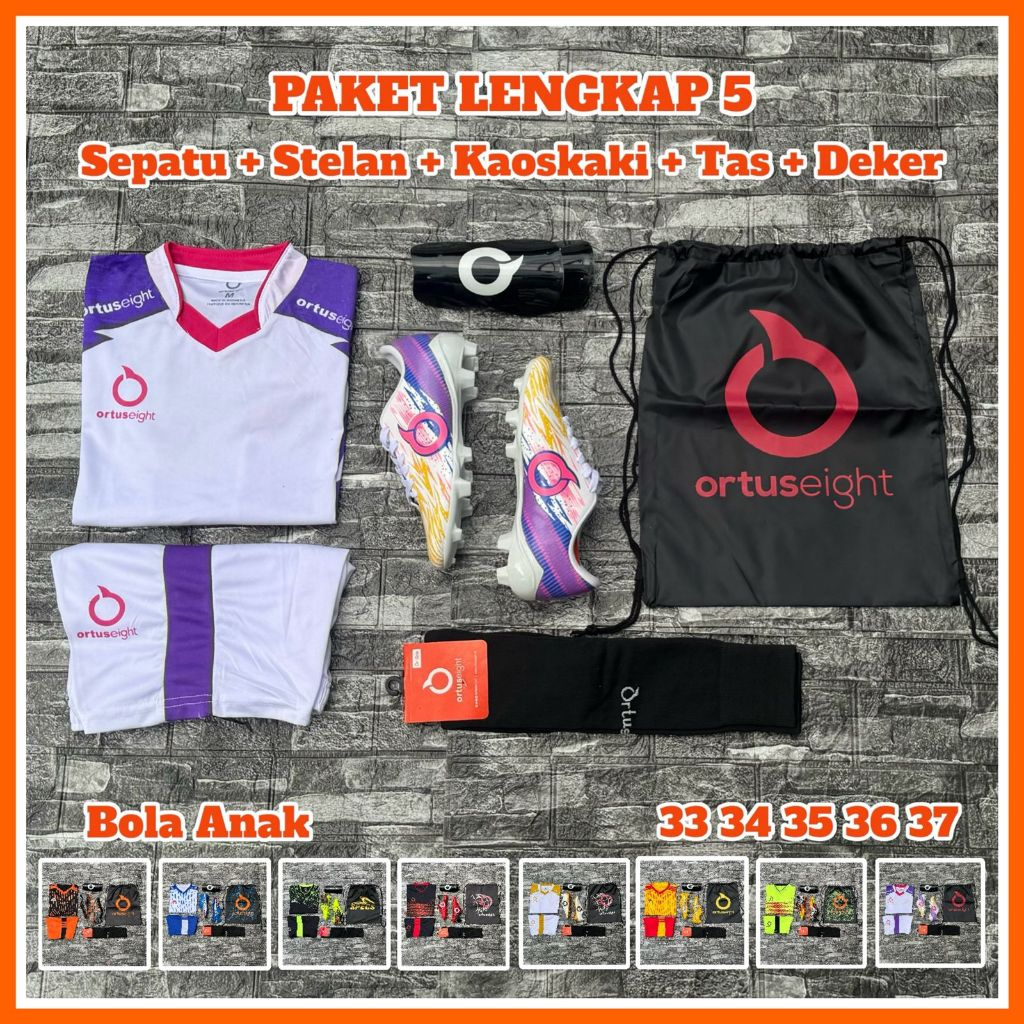 Paket Komplit 5 Sepatu Sepak Bola Anak Anak Ukuran 33-37 Sepatu Bola Anak TK SD SMP Terbaru Full Set