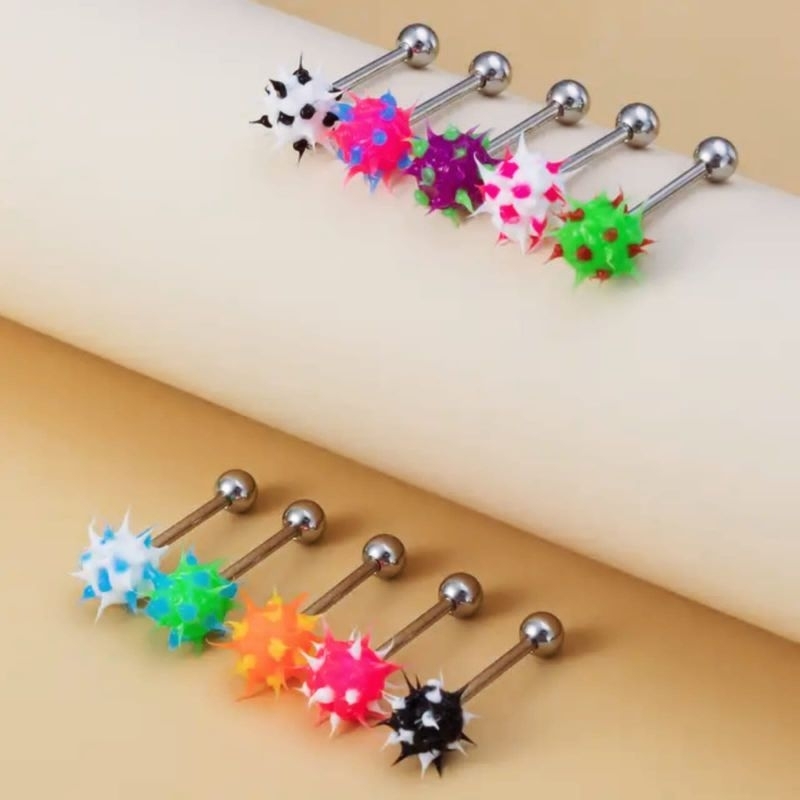 TINDIK LIDAH DURI SILIKON STAINLESS / TINDIK TELINGA AKRILIK STAINLESS / PIERCING LIDAH / TINDIK LID