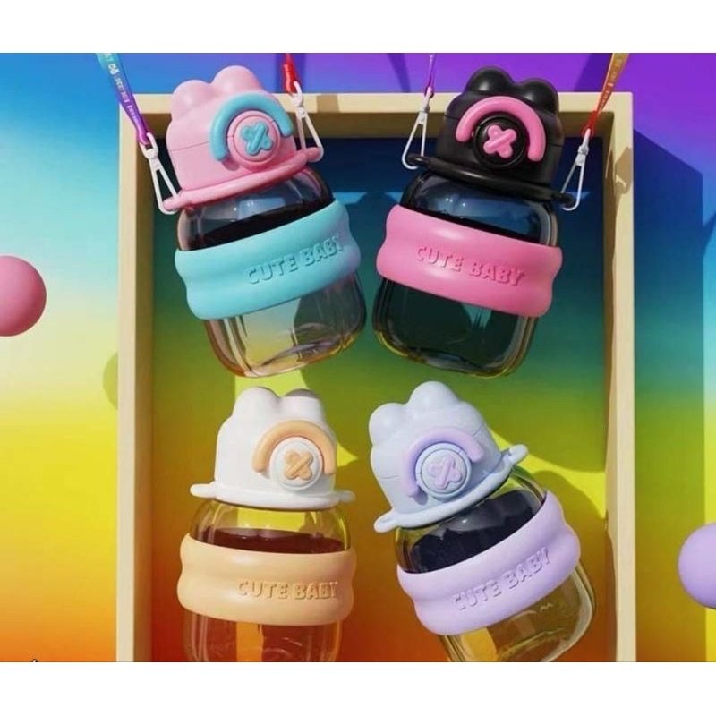 Botol Minum Anak Viral / Botol Minum Aesthetic Lucu / Botol Minum Anak Lucu Free Gantungan 800ml