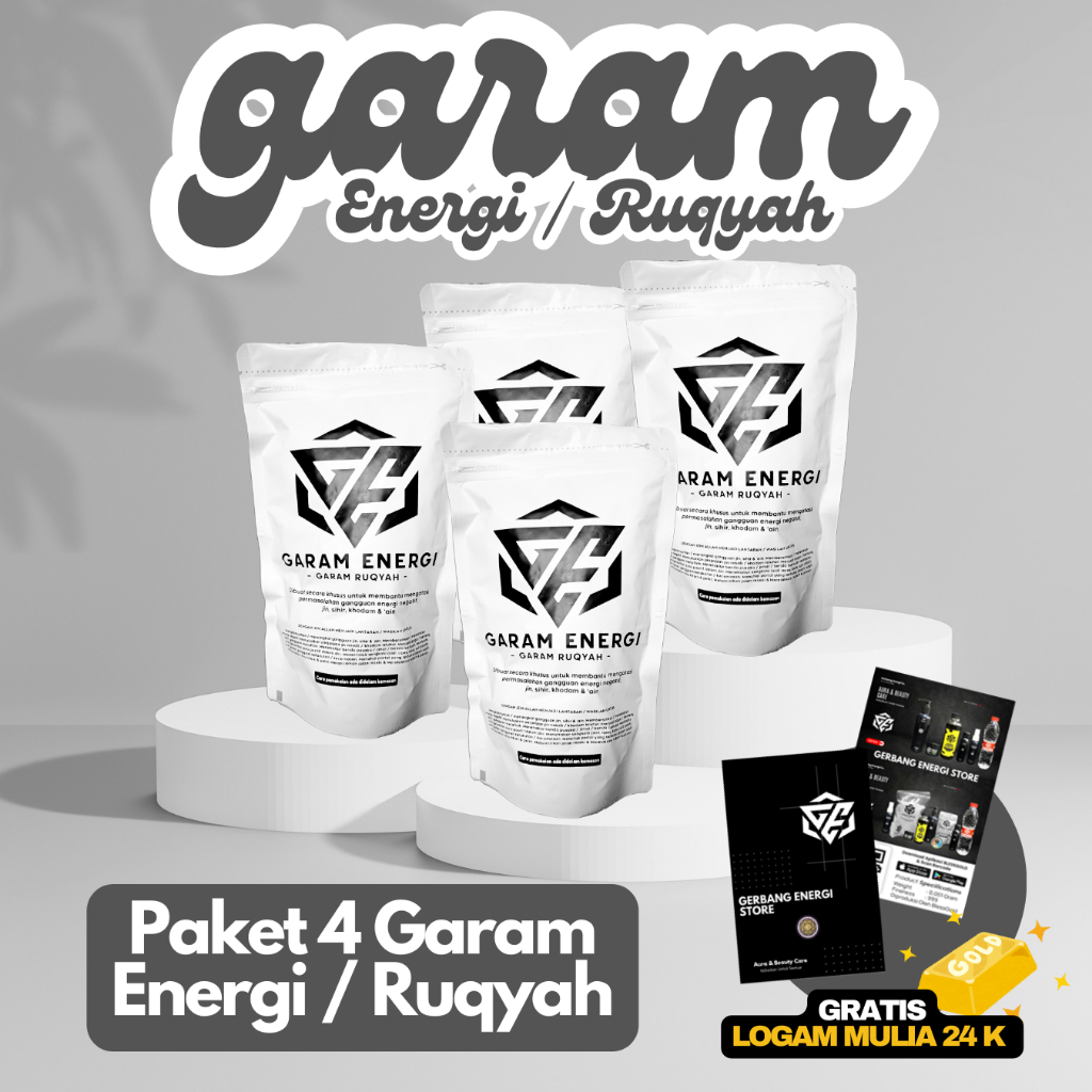 

PAKET 4 GARAM ENERGI GARAM RUQYAH | SPESIAL GIFT LOGAM MULIA 24K | GERBANG ENERGI STORE | KEBAIKAN UNTUK SEMUA