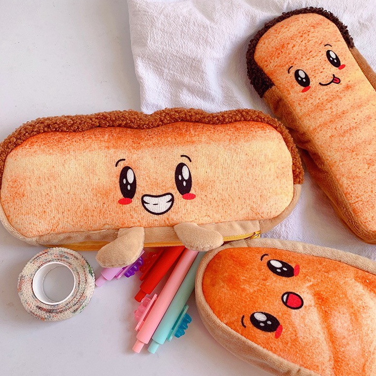 

KODE F72W Kotak pensil model roti Bread Toast tempat Pencil case pisang ayam