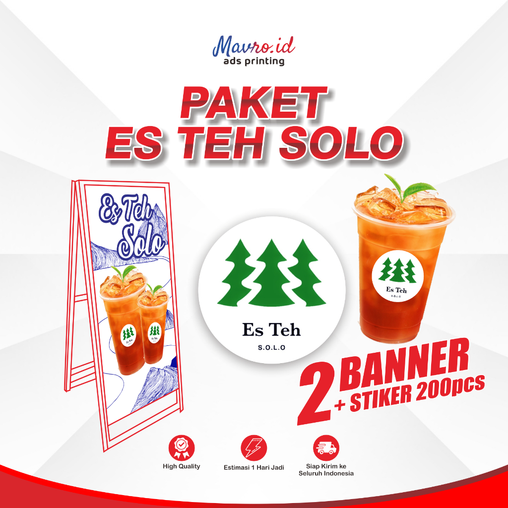 PAKET ES TEH SOLO | Cetak Banner Es Teh Solo | Cetak Stiker Es Teh Solo