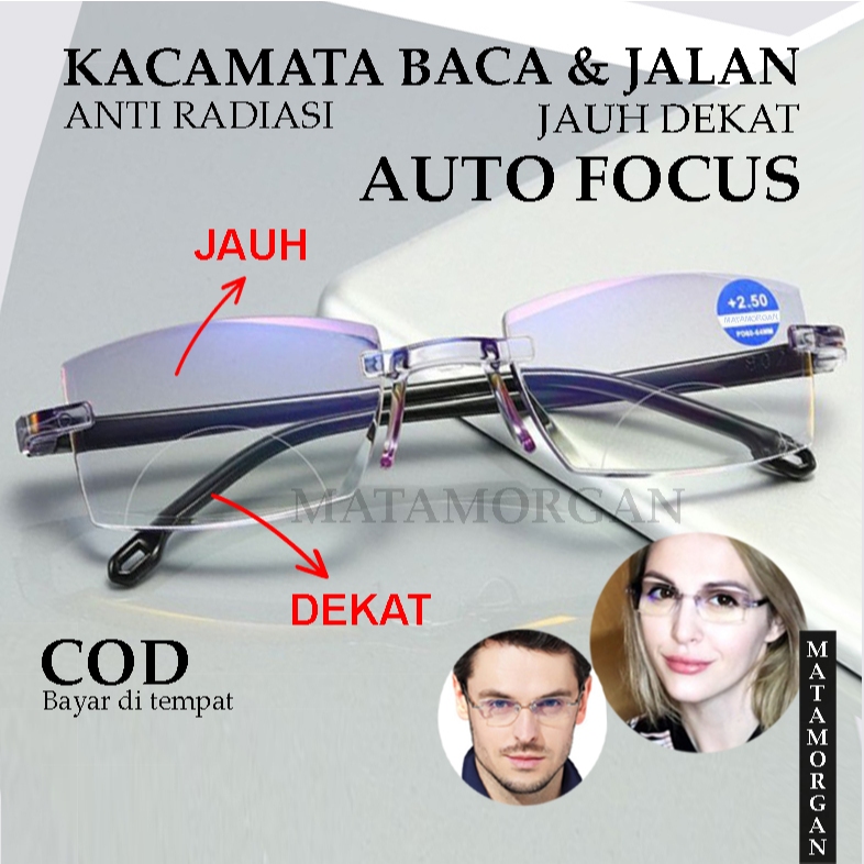 KACAMATA BACA JALAN  PLUS AUTO FOCUS BIFOKAL JAUH DEKAT LENSA ANTI RADIASI ANTI BLUERAY UNISEX PRIA 