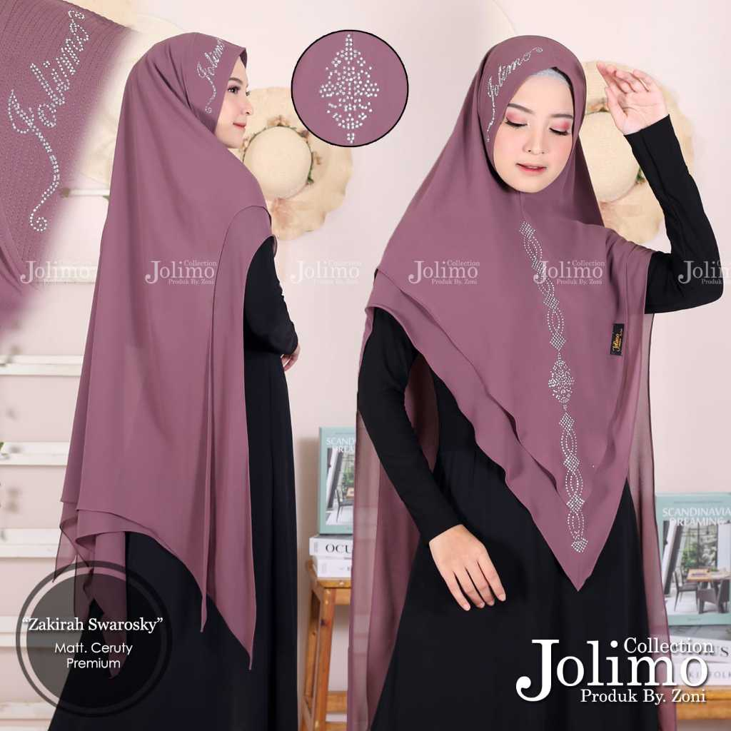 Khimar Syari Ceruty Premium Zakirah Swarovsky – Jilbab Syari Jumbo / Hijab Syari / Kerudung