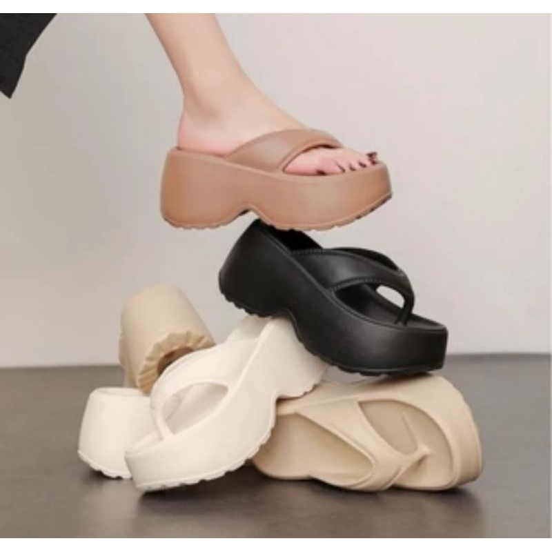 Sandal Wedges Jelly Wanita Tinggi 9cm / Wedges Jepit Heels Balance V258