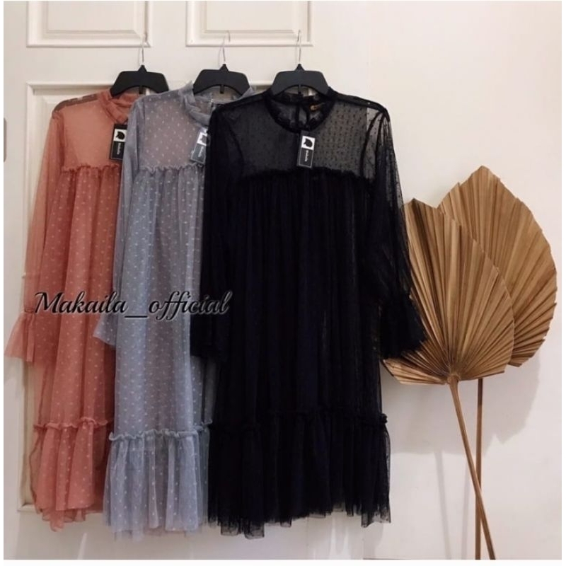 Arina Dress Outer Tunik Tille Dotty Outer Tulle Brukat Tulle