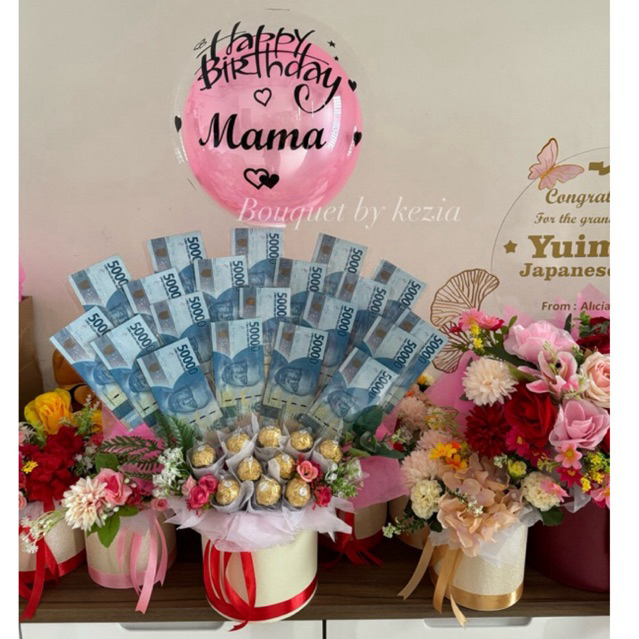(Ready stok) bloombox Kerangka balon buket uang (belum termasuk uang) 10 -20 lembar uang bucket ball