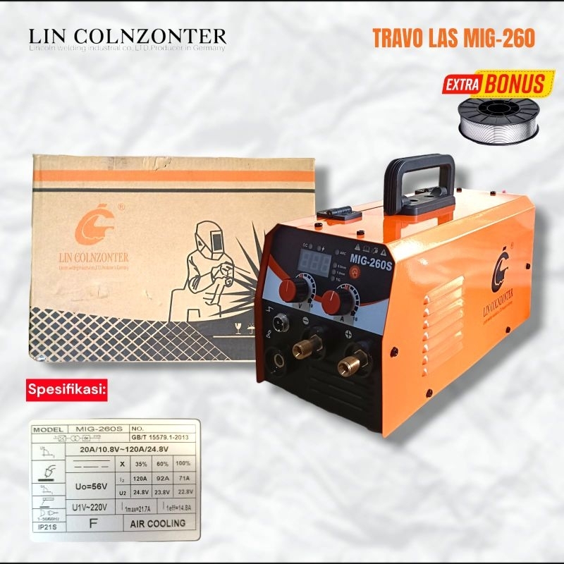 Travo Las Lin Colnzonter MIG TIG 260S Mesin las 3fungsi MIG,MMA,TIG Inverter Welding Travo Las Listr