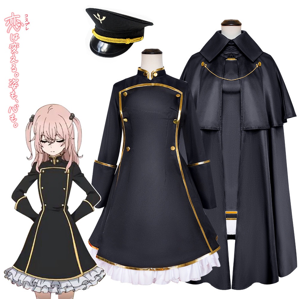 Anime My Dress-Up Darling Inui Sajuna Cosplay Costume Sets Dress Cloak Hat Outfits Women Soldier Uni