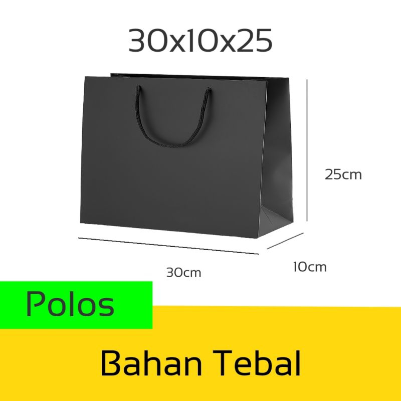 

Paper Bag Tas Kertas Hitam Polos Custom Bahan Kraft Tebal Ukuran 30x10x25