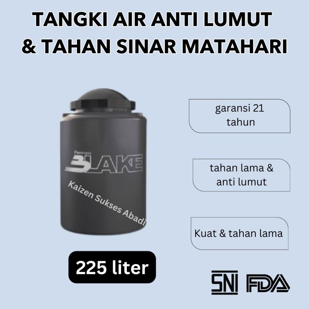 tangki toren tandon air atas rumah plastik merek pennyu penyu tipe blake black volume 225 220 200 25