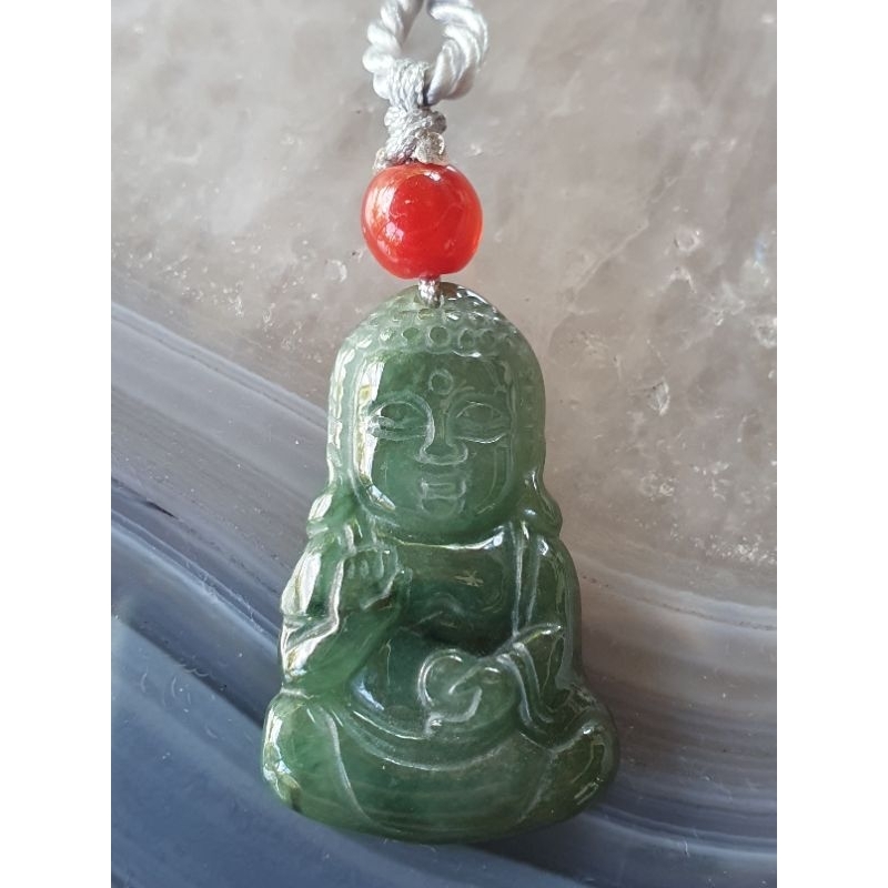 #7455 - Certified Grade A china Giok Liontin Jade baby buddha Jewelry necklace pendant gift Asli Nat