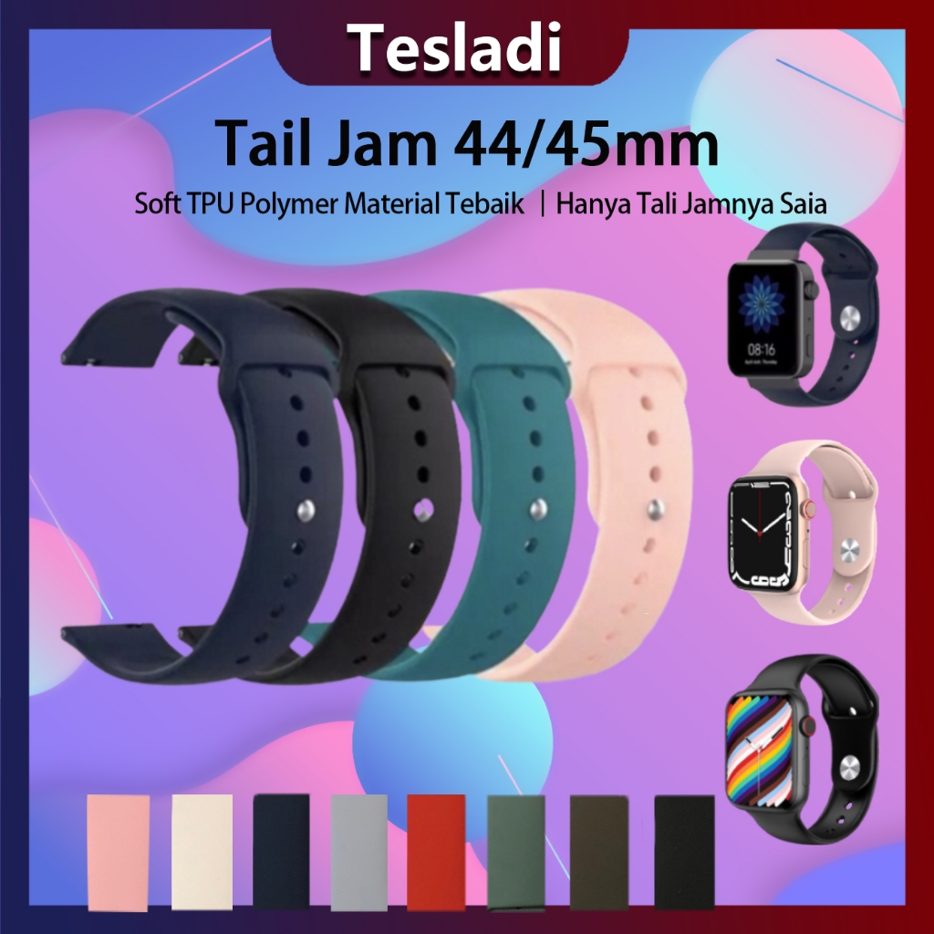 Tesladi Strap Smartwatch Silicone Tali T500 T500+Pro i8 ProMax X7 T55 T500+ Plus 44/45mm Tali Jam Ta
