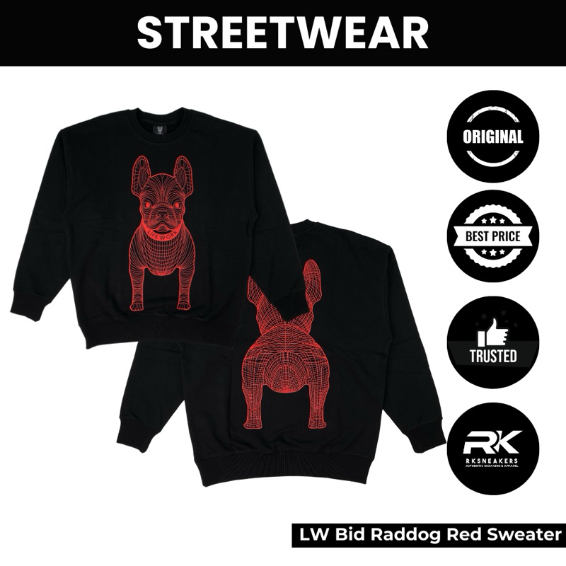 Lifework Big Red Raddog Sweater Black 100% Authentic
