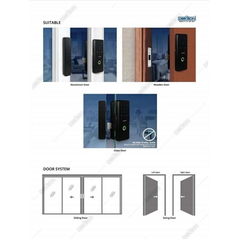 Smart Glass Door Lock Dekkson G01 Black