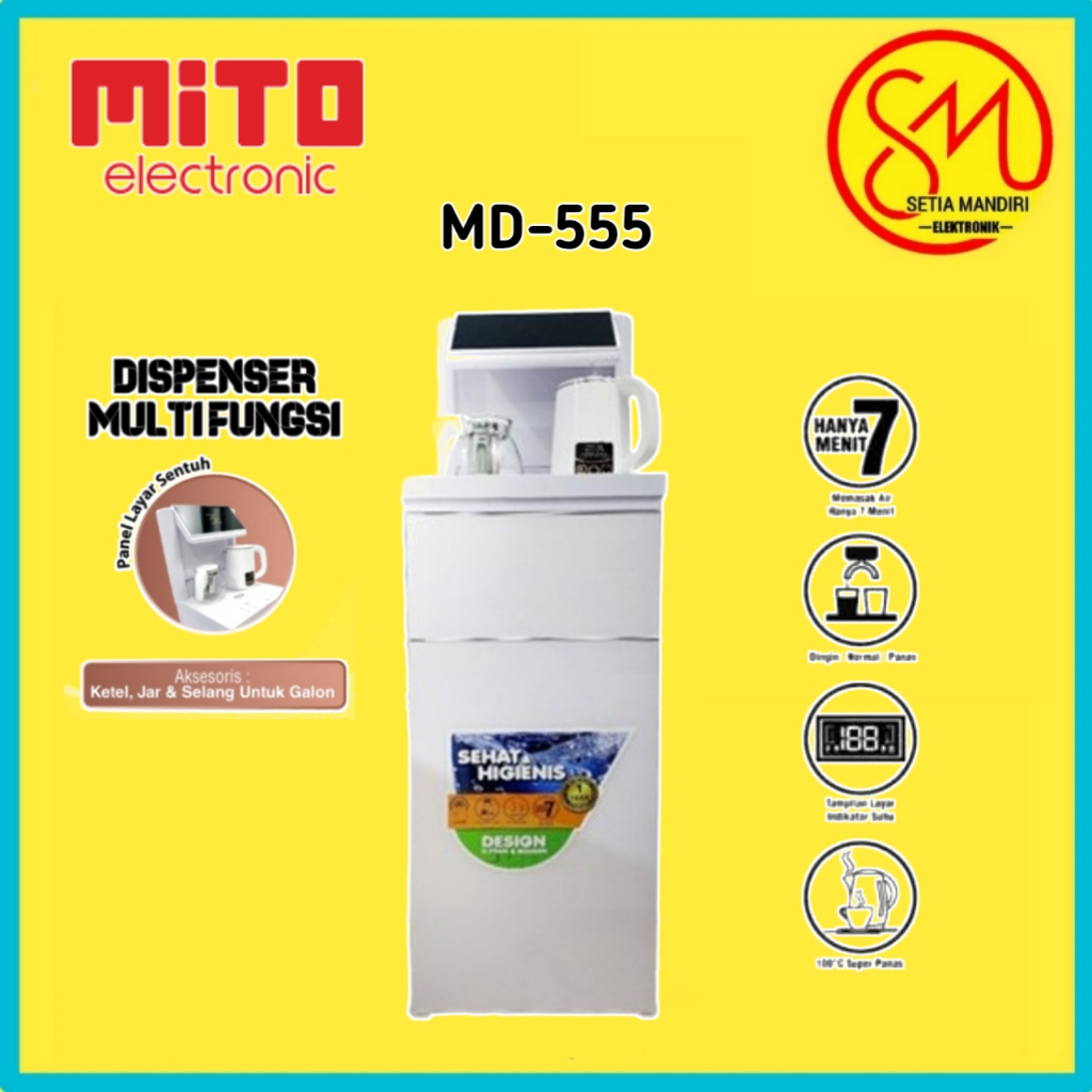 MITO Water Dispenser Touchscreen Multifungsi MD555 Sencha Free Kettle 0.8 Liter & Jar MD-555