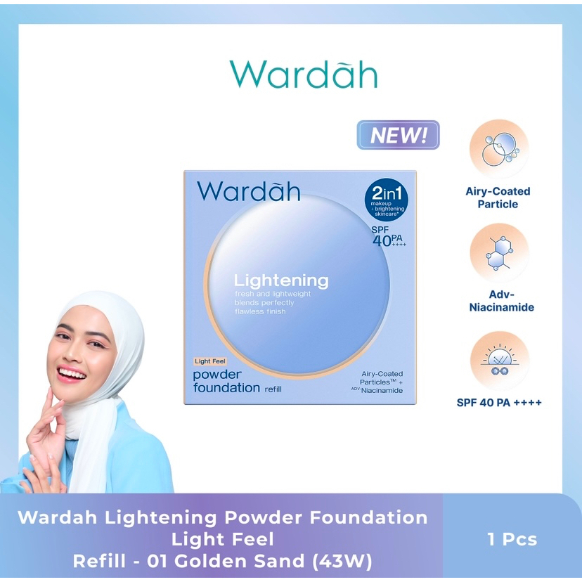 Wardah Refill Lightening Powder Foundation Light Feel | Bedak Wardah/Bedak Padat/Two/Compact/TWC/Ala