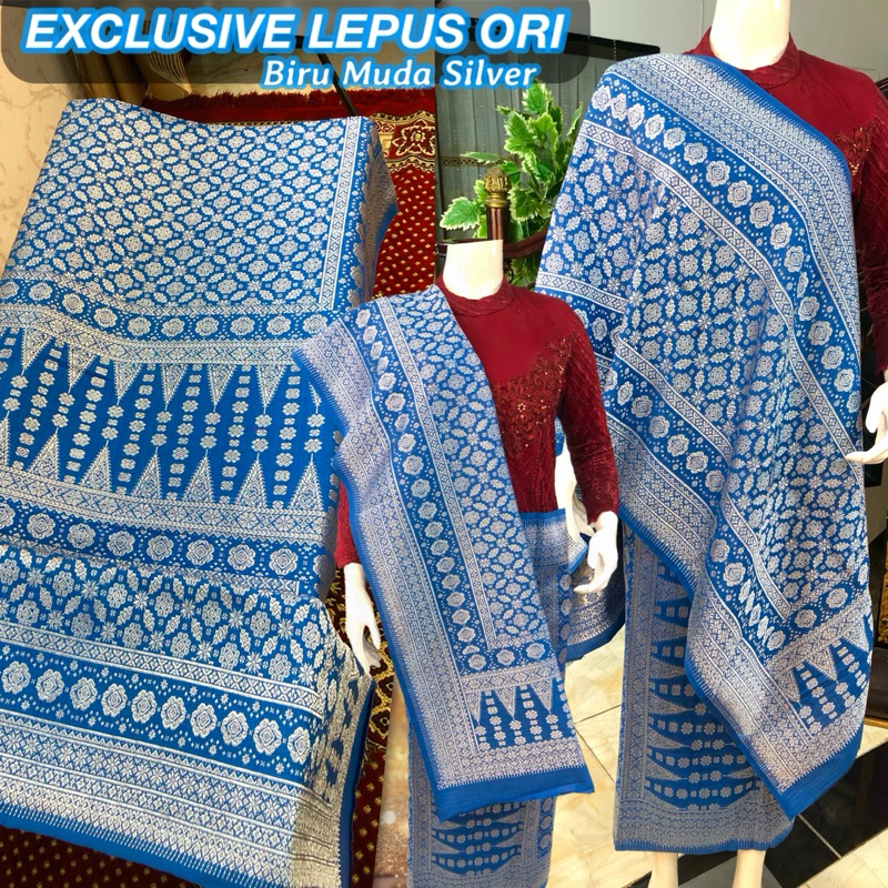Exclusive Songket Lepus ORI  Biru Muda /Lepus Gebeng warna ORI /songket tenun asli palembang /ilham 