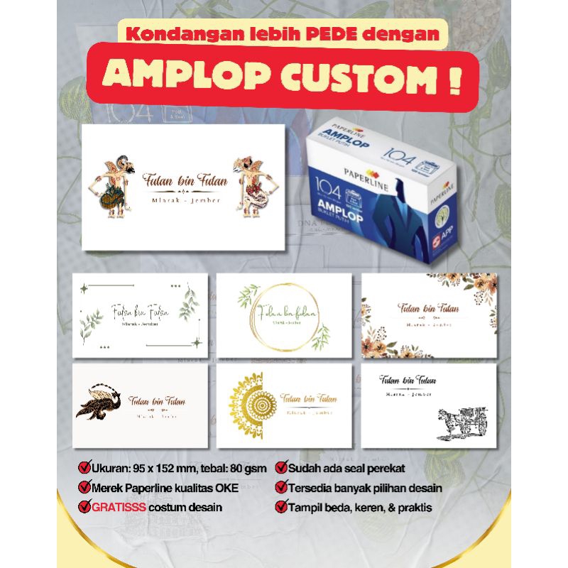 

AMPLOP COSTUM, AMPLOP KONDANGAN COSTUM, AMPLOP MURAH MEWAH