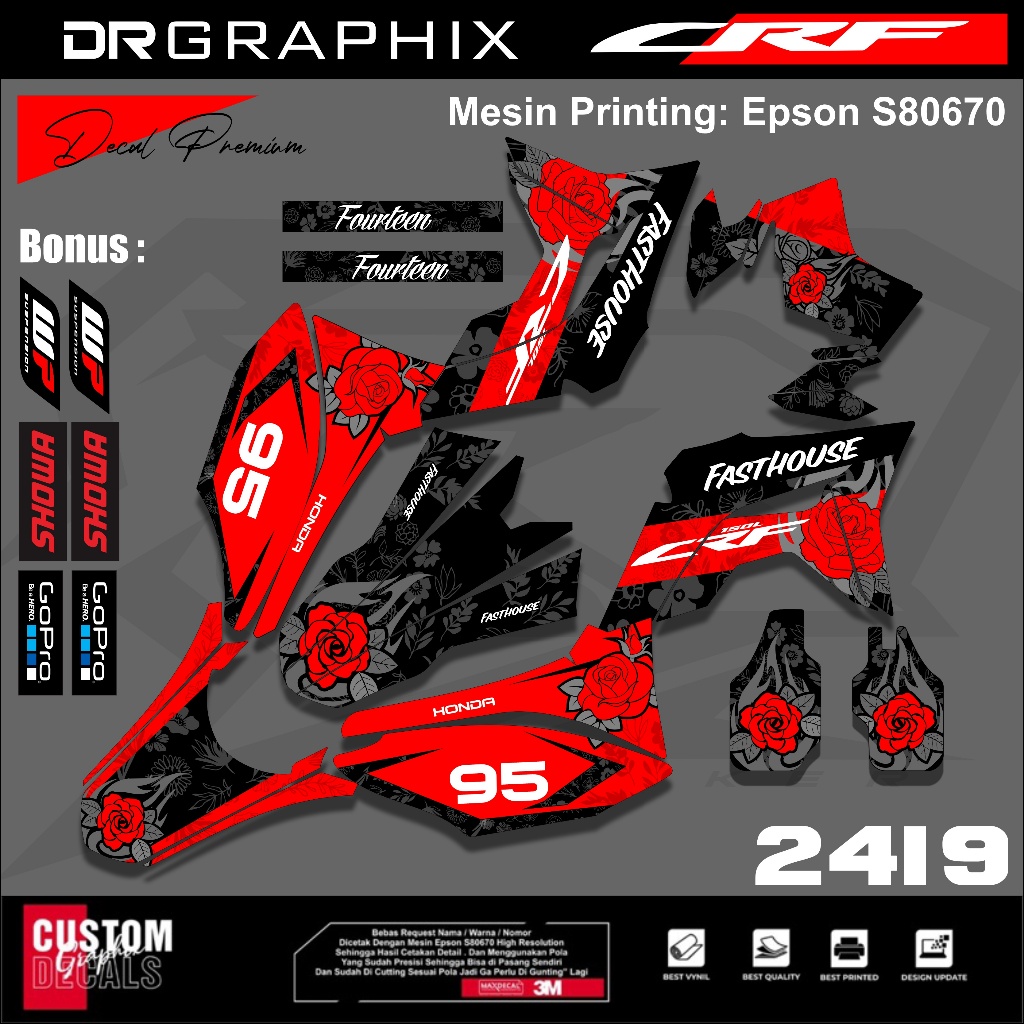 Decal CRF Bunga Red- Desain Menarik dan Berkualitas Tinggi