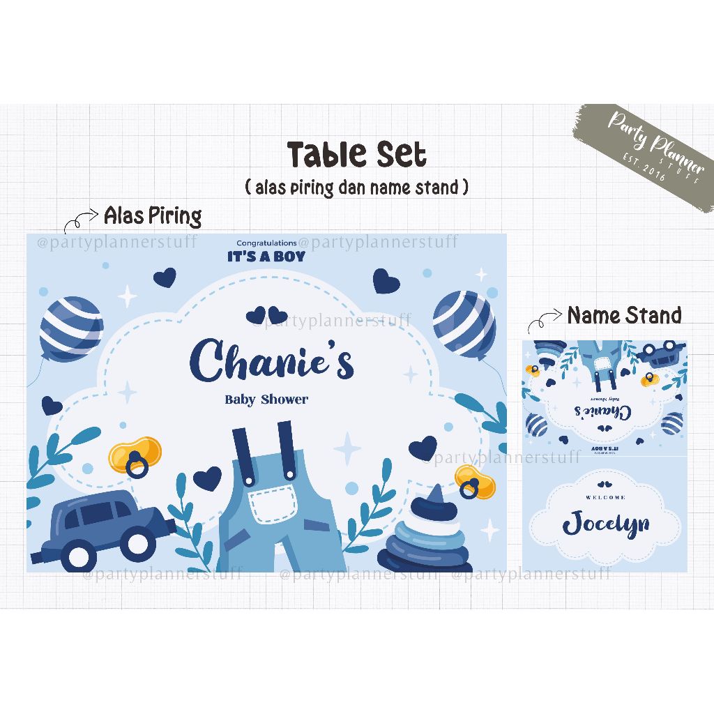 Table set baby shower baby boy / table decor baby shower / gender reveal decor / dekorasi baby showe