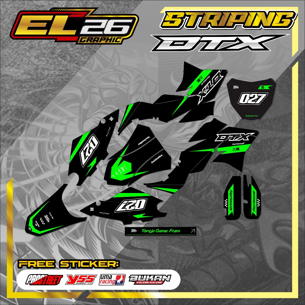 448 DECAL STICKER KAWASAKI DTX - DECAL KAWASAKI DTX MOTIF SIMPLE GRAPIC