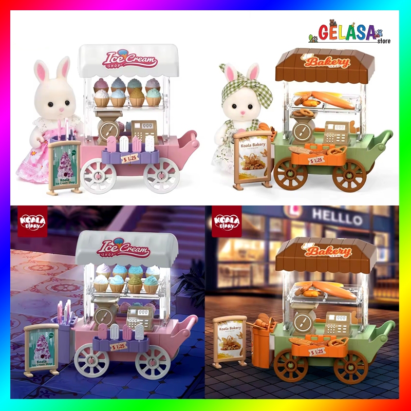 Gelasa Koala Diary Doll House Bakery Ice Cream Shop Trolley Stall Booth