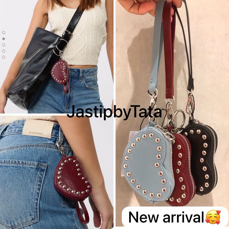 SALE‼️ STRADIVARIUS DOMPET KECIL BENTUK HATI DENGAN STUD GANTUNGAN
