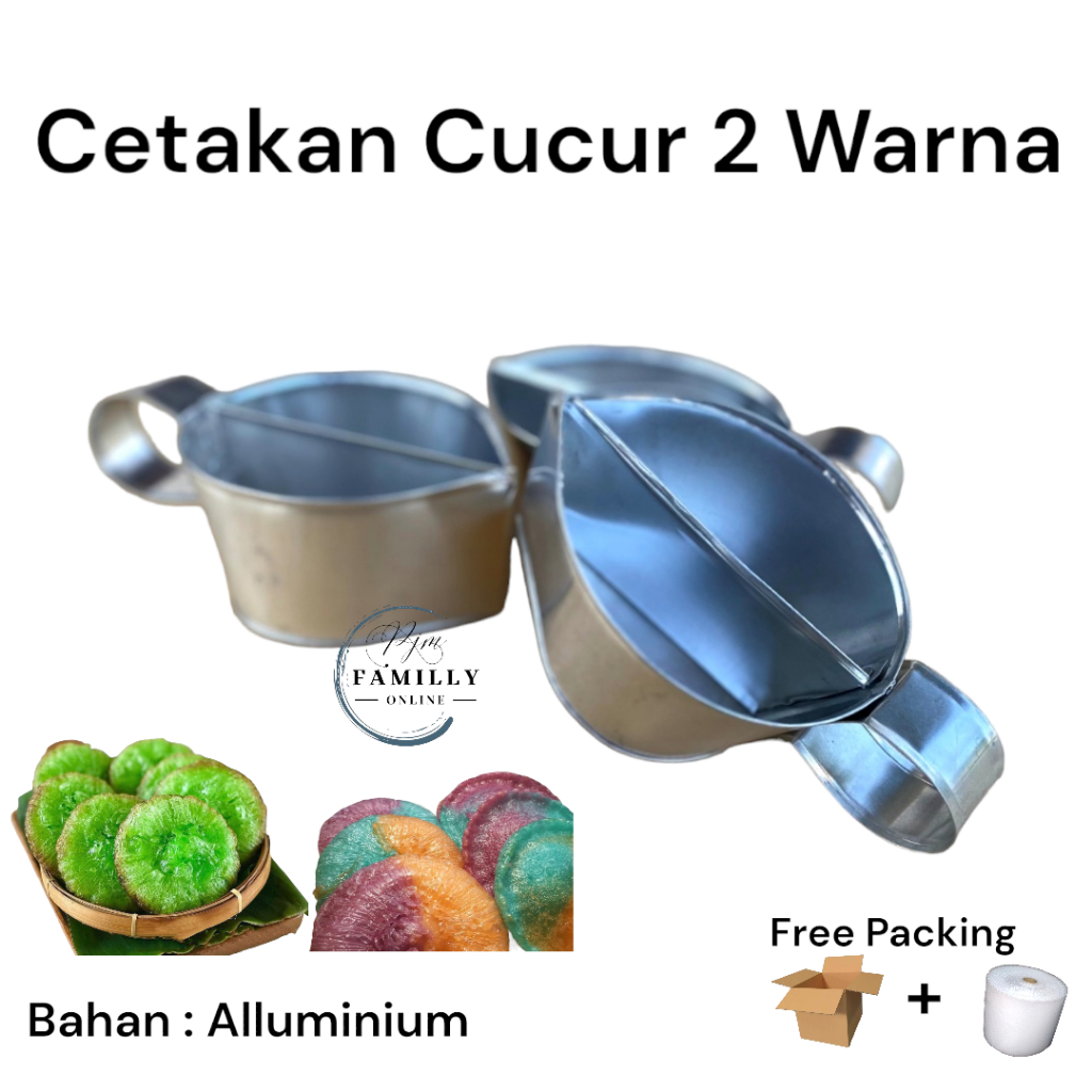 Cetakan Kue Kucur Cucur Pelangi Dua Warna Cetakan Cucur Selingkuh Aluminium Tebal 0,3mm