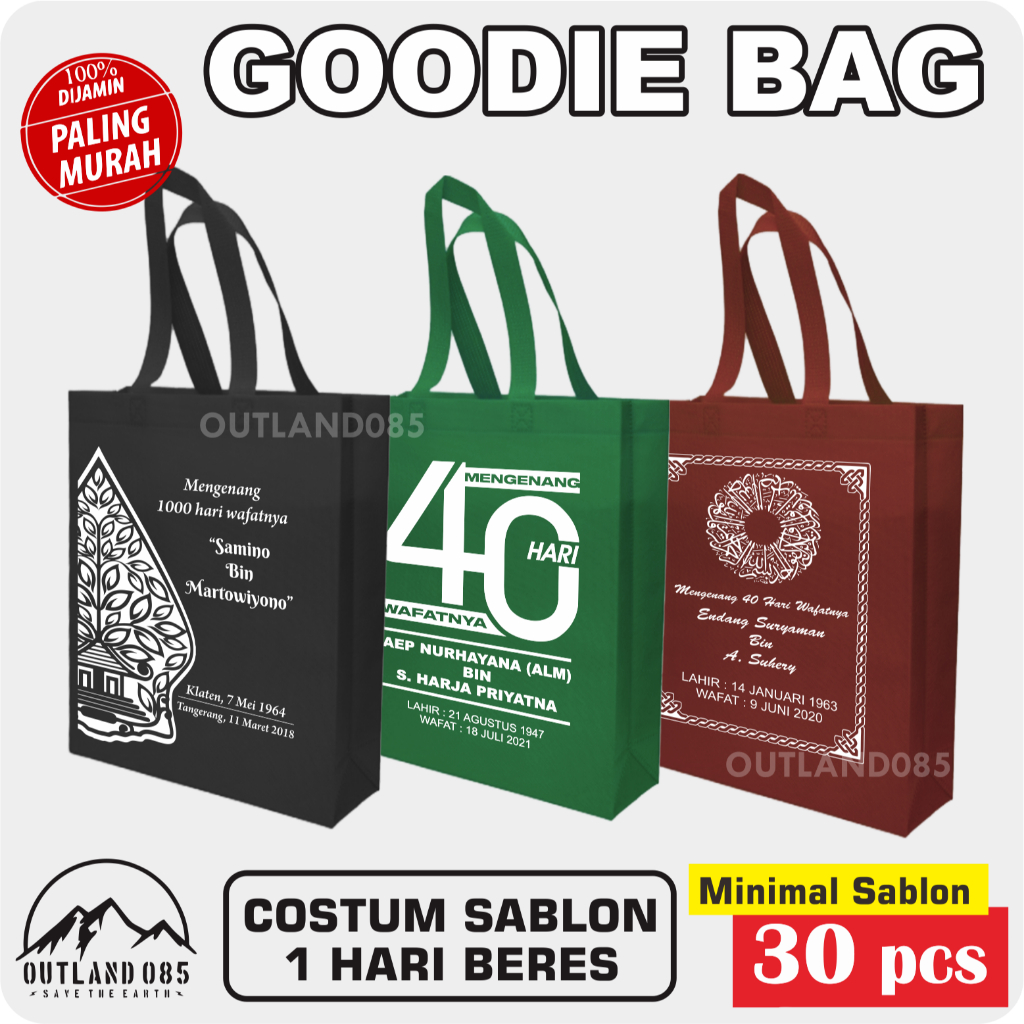 

Tas tahlil yasin 40hari 1000hari kirim doa mengenang tahlilan yasinan spunbond sablon 1sisi 1warna