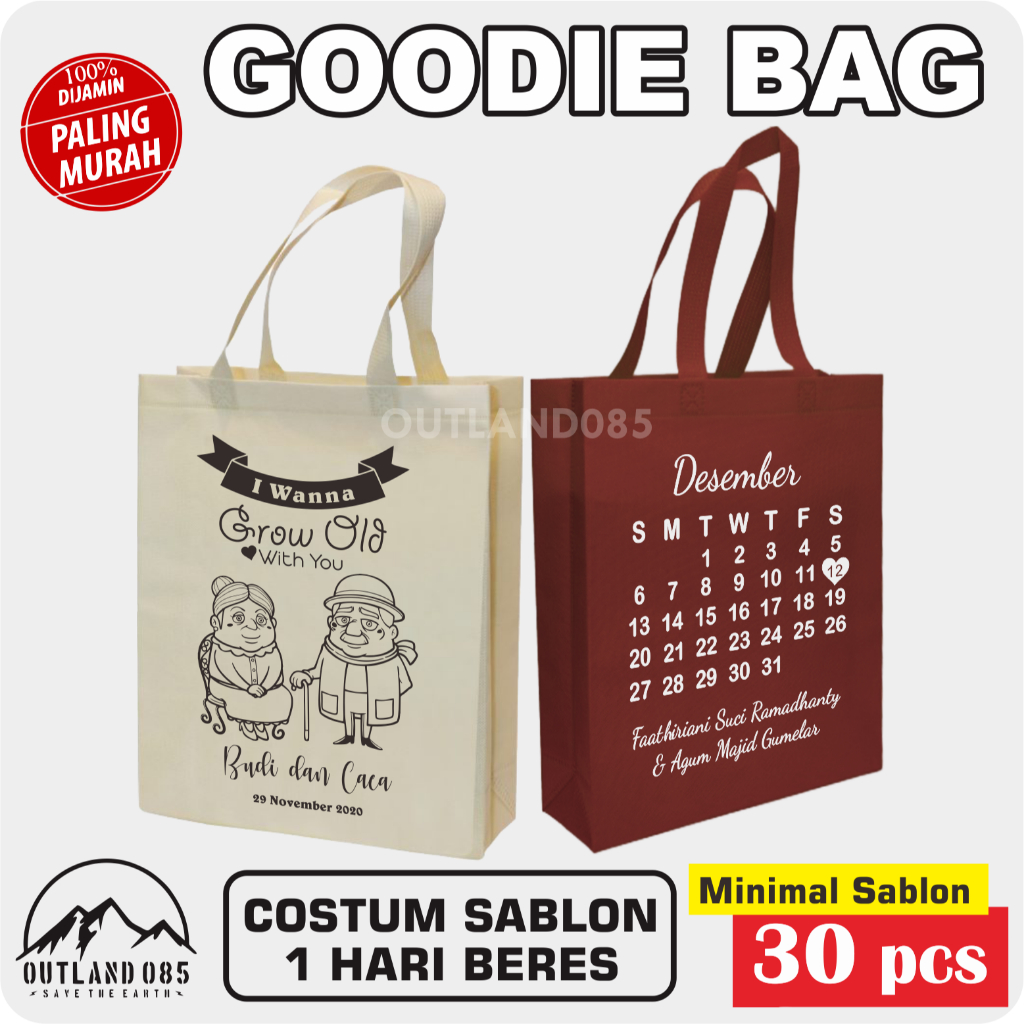 

tas wedding pernikahan perkawinan pengajian syukuran tunangan souvenir kado spunbond sablon custom