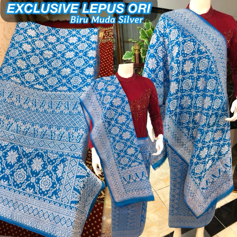 Exclusive Songket Lepus ORI  Biru Muda /Lepus Gebeng warna ORI /songket tenun asli palembang /ilham 