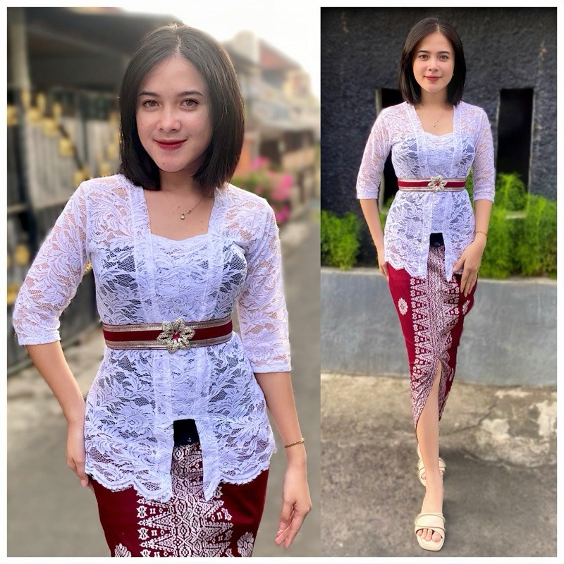 FAST DELIVERY` Setelan Kebaya Brokat Sofia Style Bali Rok Prada KEKINIAN