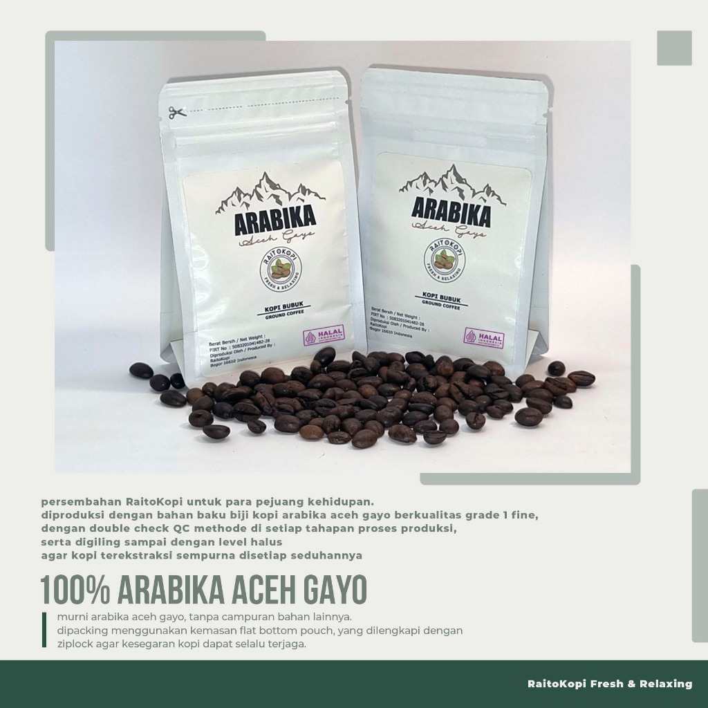 

Kopi Arabika Aceh Gayo Premium - RaitoKopi - Kopi Bubuk 250 gram